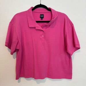 GAP Pink Boxy Cropped Polo Short Sleeve Shirt